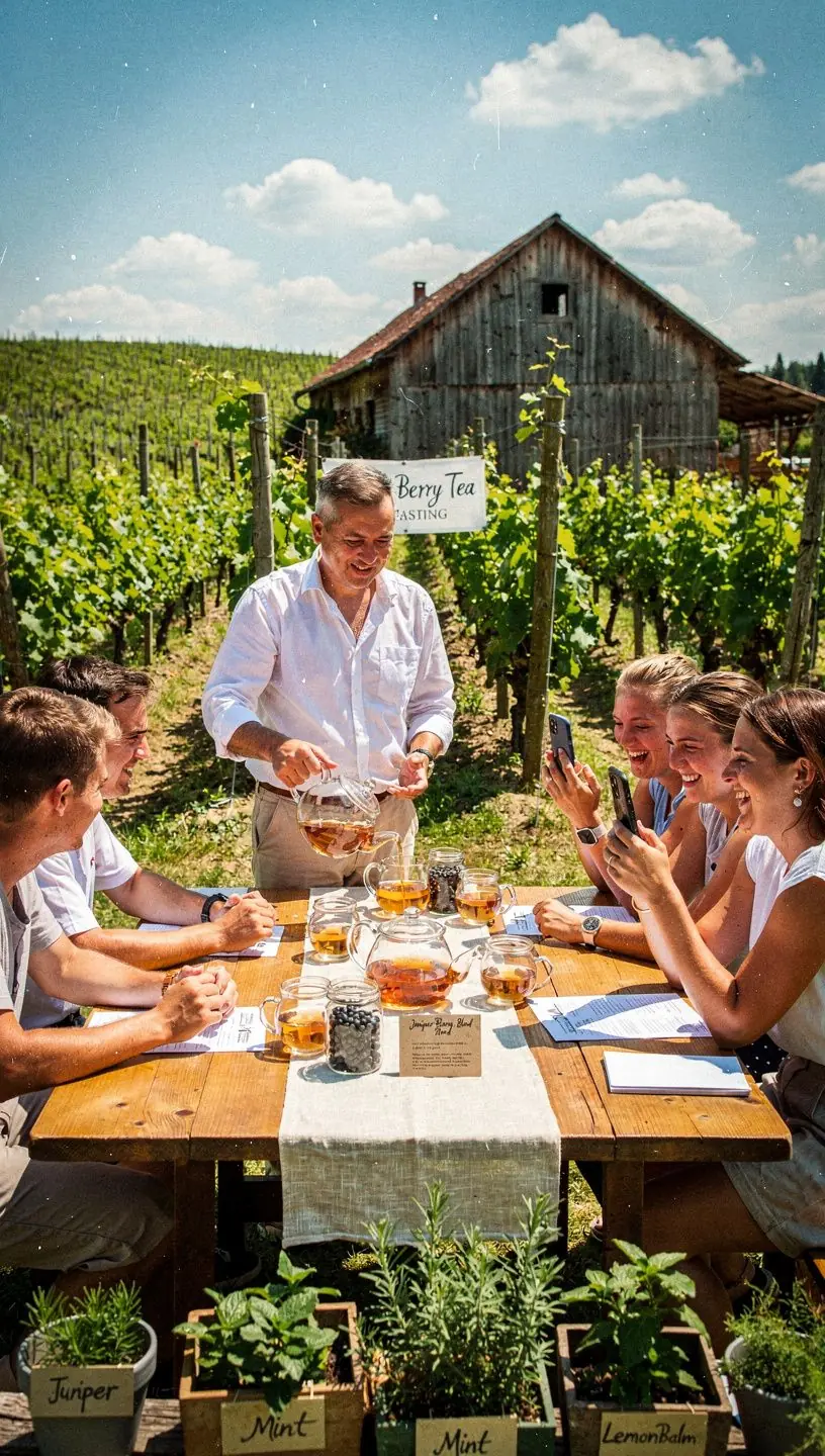 Békés teaélmény, ahol a boróka bogyók és fenyőfák találkoznak.